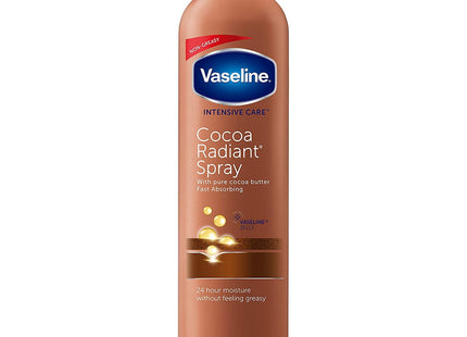 Vaseline Intensive Care Radiant Moisturizer Non Greasy Spray Body Lotion, Cocoa, 6.5 fl oz (Pack Of 8)