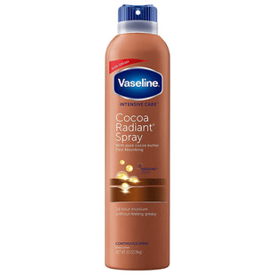 Vaseline Intensive Care Radiant Moisturizer Non Greasy Spray Body Lotion, Cocoa, 6.5 fl oz (Pack Of 8)