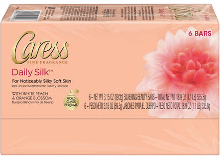 Caress Daily Silk Beauty Bars, White Peach & a Blend of Silk Orange Blossom, 4.25 oz 2 Bar (Pack Of 1)