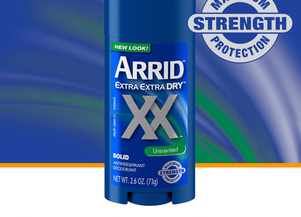 Arrid XX Extra Extra Dry, Solid Antiperspirant Deodorant, for Unisex, Unscented 2.6 Ounce (Pack Of 6)