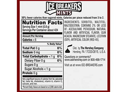 Ice Breakers cinnamon flavor crystals, Sugar Free, Fresh Breath, Mints Tin, 1.5 Ounce (Pack Of 2)