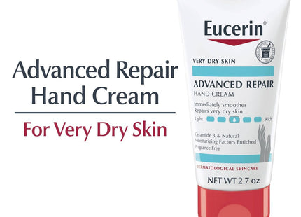 Eucerin Advanced Repair Extra-Enriched Hand Cream, Hand Moisturizer Enriched, Fragrance Free, Travel Size, 2.7 Ounce (Pack Of 1)