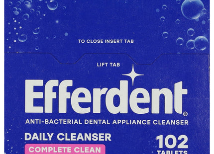 Efferdent Original Anti-Bacterial, Retainer and Denture Complete Cleanser Tablets, 102 Tablets (Pack Of 6)