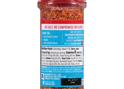 McCormick Salt Free Roasted Garlic & Bell Pepper Seasoning, Mixed Spic, Gluten Free, 4.34 Ounce (Pack Of 2)