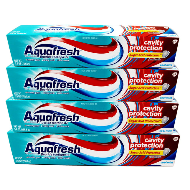 Aquafresh Cavity Triple Protection Fluoride Toothpaste, strong teeth & fresh breath, Cool Mint, 5.6 Ounce (Pack Of 4)