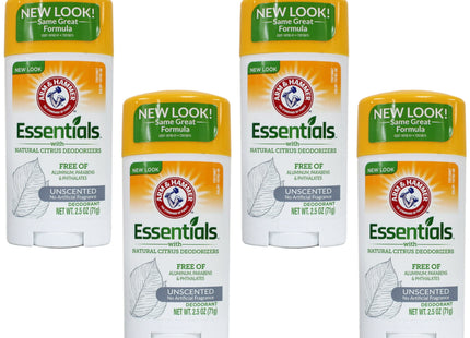 Arm & Hammer Essentials, Natural, Solid, Antiperspirant Deodorant, Unscented 2.5 Ounce (Pack Of 4)