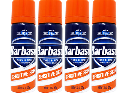 Barbasol Sensitive Skin Thick & Rich Shaving Cream for Men, Travel Size, 2 Ounce (Pack Of 4)