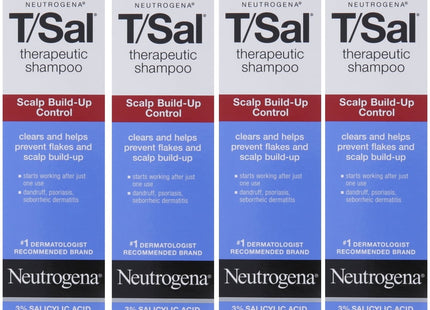 Neutrogena T/Sal Therapeutic Dandruff Relief Daily Shampoo, Scalp Build-up Control, 4.5 FL Ounce (Pack Of 4)