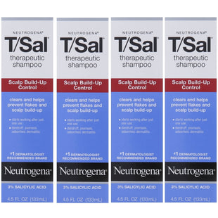 Neutrogena T/Sal Therapeutic Dandruff Relief Daily Shampoo, Scalp Build-up Control, 4.5 FL Ounce (Pack Of 4)