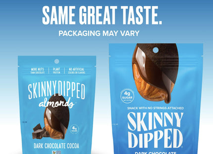 SkinnyDipped Dark Chocolate Cocoa Covered Almonds, Healthy Snack, Plant Protein, Resealable Bag, 3.5 Ounce (Pack Of 10)