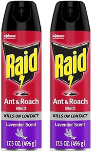 Raid Ant & Roach Killer Spray 26, Indoor and Outdoor Insecticide, Lavender Scent, Aerosol Spray, 17.5 Ounce (Pack Of 12)