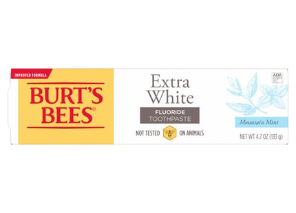 Burt`s Bees Extra White Toothpaste, Fluoride Toothpaste, Natural Flavor, Mountain Mint, 4.7 oz (Pack Of 3)