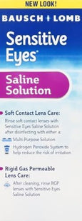 Sensitive Eyes Contact Lens Solution by Bausch & Lomb Saline Solution for Sensitive Eyes, Soft Contact & Gas Permeable Lenses, 12 Fl Oz (355 ML) (Pack Of 1)