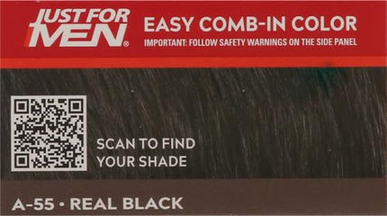 Just For Men Easy Comb-in Men's Hair Color, with Applicator, Real Black, A-55 (Pack Of 3)