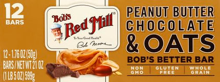 Bob's Red Mill Peanut Butter, Whole Grain, Chocolate & Oats Bob's bar Single bar, 1.76 Ounce (Pack Of 12)