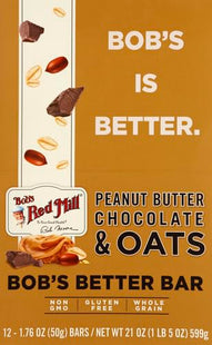 Bob's Red Mill Peanut Butter, Whole Grain, Chocolate & Oats Bob's bar Single bar, 1.76 Ounce (Pack Of 12)