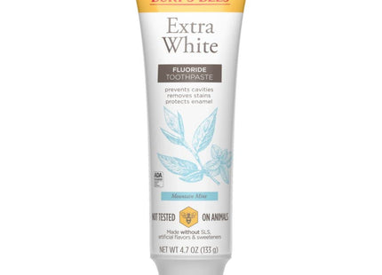 Burt`s Bees Extra White Toothpaste, Fluoride Toothpaste, Natural Flavor, Mountain Mint, 4.7 oz (Pack Of 3)