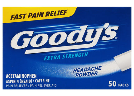 Goody's Extra Strength Headache Fast Pain Relief Aspirin Powder Sticks, 50 Count (Pack Of 12)