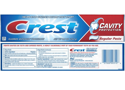 Crest Fluoride Cavity Protection Toothpaste, Regular Past, 8.20 Ounce (Pack Of 4)