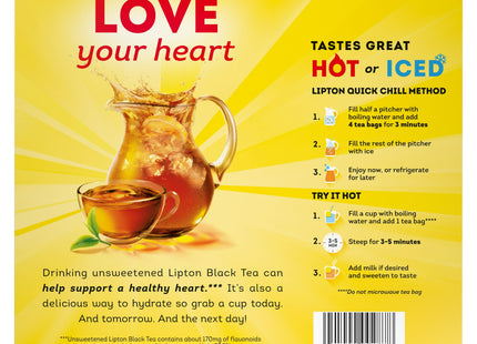 Lipton Naturally Smooth Taste, Black Tea Bags, Iced or Hot Tea, unsweetened, 8 ounce 100 Count (Pack Of 12)