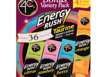 4C Energy Rush with Taurine Variety Pack Drink Mix 0.26 Oz. 18 Count (Pack Of 4)