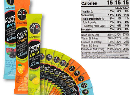 4C Energy Rush with Taurine Variety Pack Drink Mix 0.26oz. 18ct (2 Pack) - Food & Beverages > Non-Alcoholic Drinks