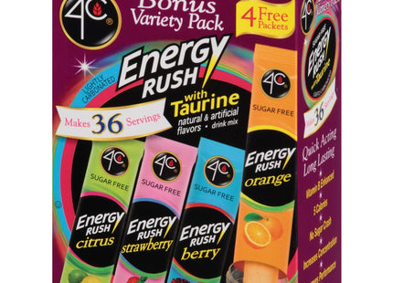 4C Energy Rush with Taurine Variety Pack Drink Mix 0.26oz. 18ct (2 Pack) - Food & Beverages > Non-Alcoholic Drinks