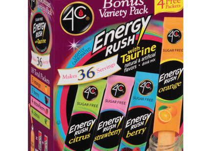 4C Energy Rush with Taurine Variety Pack Drink Mix 0.26oz. 18ct (6 Pack) - Food & Beverages > Non-Alcoholic Drinks