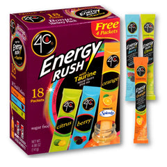 4C Energy Rush with Taurine Variety Pack Drink Mix 0.26oz. 18ct - Food & Beverages > Non-Alcoholic Drinks Fitness