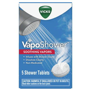 Vicks Vaposhower, Shower Tablet, Soothing Non-medicated, Eucaplytus & Menthol, Vapor Steam, 5 Count (Pack Of 12)