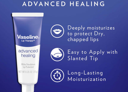 Vaseline Lip Therapy Advanced Healing, Skin Protectant, Advanced Formula, For Dry Lips Moisturiser, 0.35 Ounce (Pack Of 9)