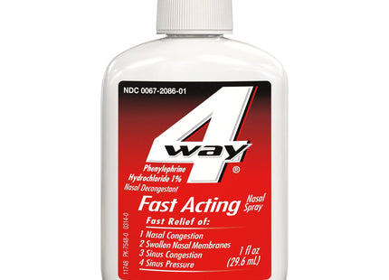 4Way Fast Acting Nasal Spray for Sinus Congestion Relief 1oz (12 Pack) - Health Care > Over-the-Counter Medication