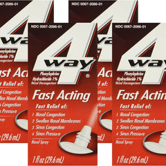 4Way Fast Acting Nasal Spray for Sinus Congestion Relief 1oz (4 Pack) - Health Care > Over-the-Counter Medication