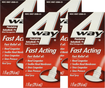 4Way Fast Acting Nasal Spray for Sinus Congestion Relief 1oz (4 Pack) - Health Care > Over-the-Counter Medication