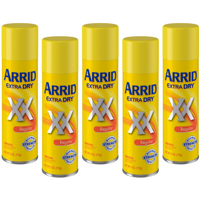 Arrid XX Extra Dry, Antiperspirant Deodorant, Regular, Aerosol Spray, 6 Ounce (Pack Of 5)