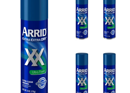 Arrid XX Extra Extra Dry, Ultra Clear, Antiperspirant Deodorant, Ultra Fresh, Aerosol Spray, 6 Ounce (Pack Of 5)