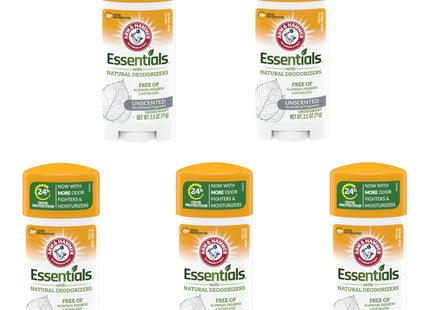 Arm & Hammer Essentials, Natural, Solid, Antiperspirant Deodorant, Unscented 2.5 Ounce (Pack Of 5)