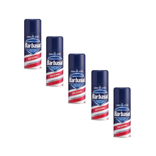 Barbasol Original Soothing Thick & Rich Shaving Cream,  Rust-Proof Aluminum Bottom 7 Ounce(Pack Of 5)