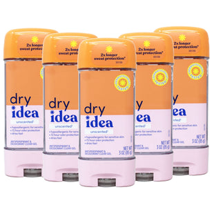 Dry Idea Advanced Antiperspirant Deodorant Gel, Hypo-Allergenic, Unscented, Clear Gel, All Day Protection, 3 Ounce (Pack Of 5)