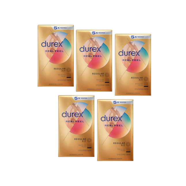 Durex Avanti Bare Real feel Non-Latex, Ultra Thin, Lubricated, Condom, 10 Count (Pack Of 5)