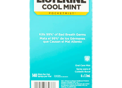 Listerine Cool Mint Pocket mist, Oral Care Mist for Fresh Breath, Non-Aerosol Sugar-Free Minty Spray, 0.26 fl Ounce (Pack Of 8)