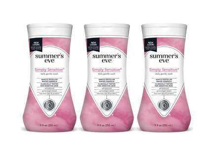 Summer's Eve Simply Sensitive, Daily Feminine Wash Removes, Cleansing Wash for Sensitive Skin, 9 Ounce (Pack Of 3)