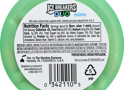 Ice Breakers Duo Fruit + Cool, Watermelon Flavored, cooling crystal, Sugar Free Mints Candy, 1.3 Ounce (Pack Of 6)