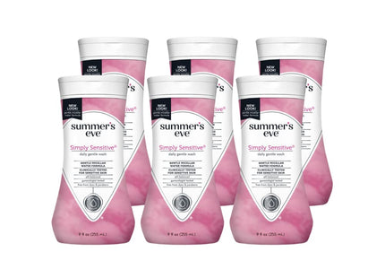 Summer's Eve Simply Sensitive, Daily Feminine Wash Removes, Cleansing Wash for Sensitive Skin, 9 Ounce (Pack Of 6)