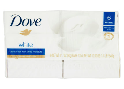 Dove Original White Moisturizer Cream Beauty Bars, Gentle for Soft Skin 3.17 Oz, 6 Bar Each (Pack Of 1)