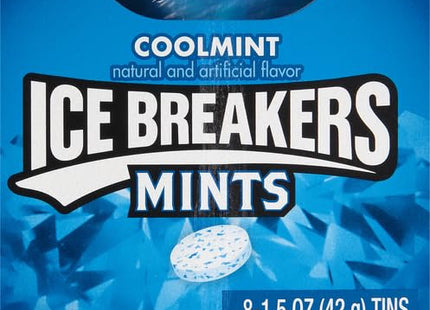 Ice Breakers cooling crystals, Sugar Free, Fresh Breath, Cool-Mint flavor, Mints Tin, 1.5 Ounce (Pack Of 8)