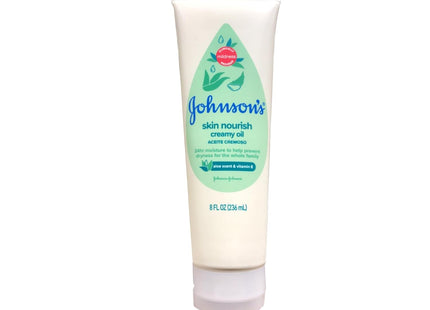 Johnson's Baby Creamy Oil with Aloe & Vitamin E, Moisturizing Baby Body Lotion 8.0 fl oz (Pack Of 12)