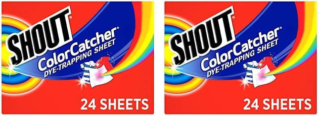 Shout Color Catcher, Dye-Trapping Sheets, for Laundry, Maintains Clothes Original Colors, 24 Sheets (Pack Of 2)