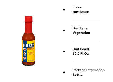 OLD BAY Hot Sauce, Limited Edition, Sauce and Seasoning, Perfect for Tabletop, 5 Ounce (Pack Of 24)