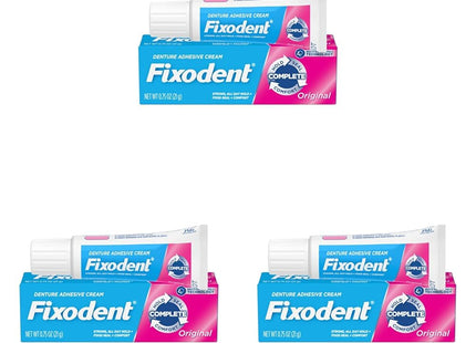 Fixodent Original, Complete Secure Denture Adhesive Cream, All Day Strong And Long Hold, 0.75 ounce (Pack Of 5)